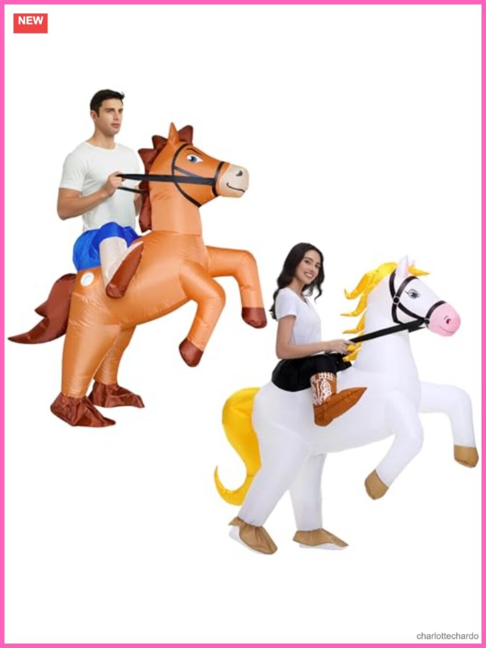 2 Pack Adult Inflatable Horse Costume Couples Halloween Blow Up